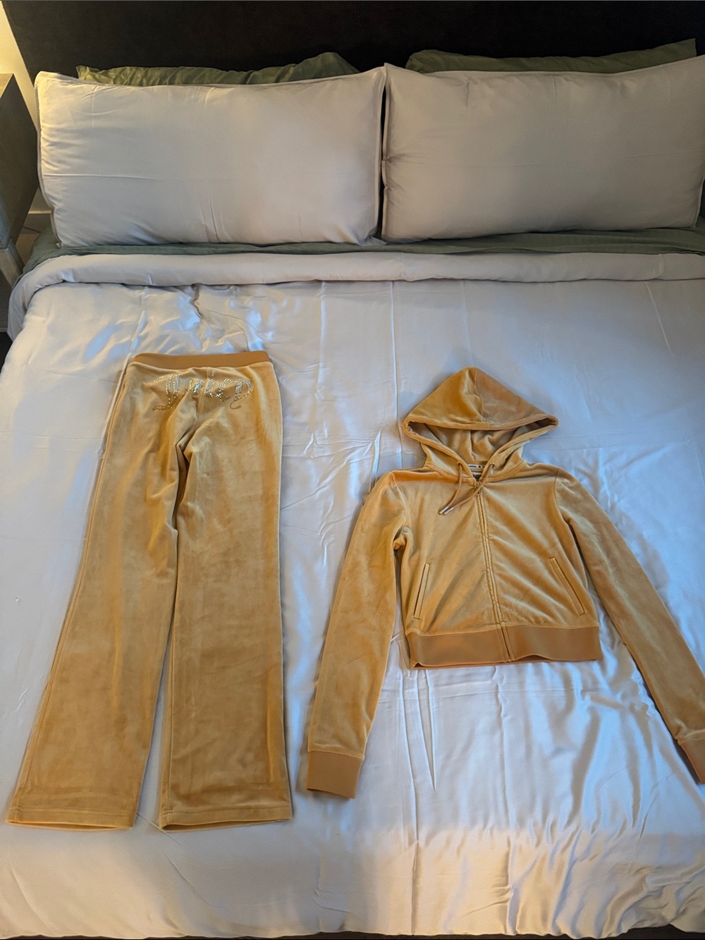 Juicy Couture Tan Velour Hoodie with Gold J Charm